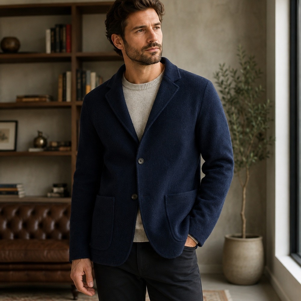 Angelo Nardelli Blazer Mens 56 Blue Wool Blend Luxury Designer Italy‎